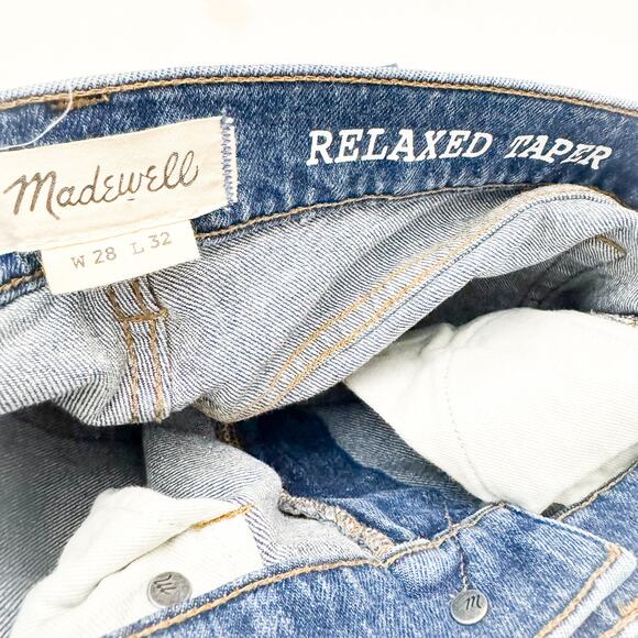 Madewell Men's Relaxed Taper Med/Dark Wash Denim Jeans Size 28 x 32 - Picture 6 of 9